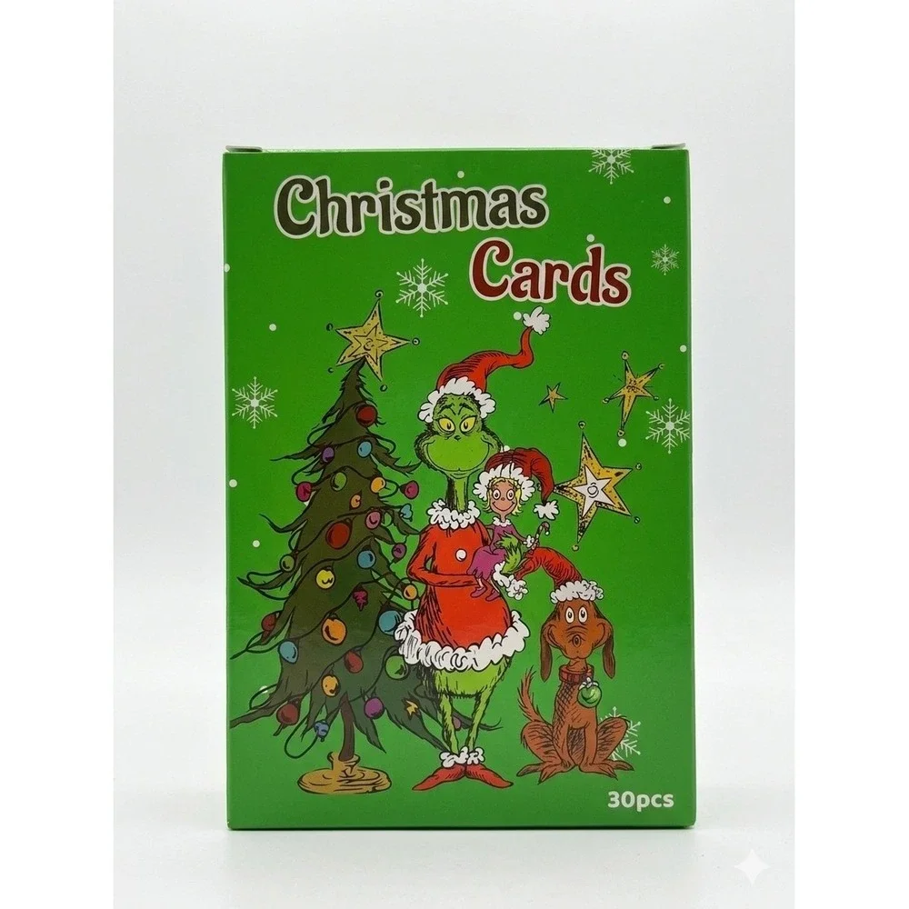 ONIBOGO How the Grinch Stole Christmas Cards 30 Count Box Merry Grinchmas‎ Green